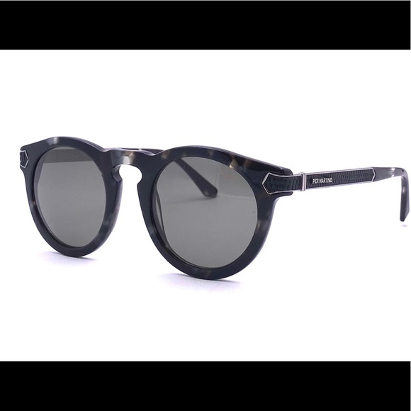 Pier Martino Sunglasses Black Marble Acetate & Leather Temples #8321-6 New HTF - Picture 6 of 14